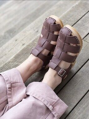 Troentrops Swedish Homer Fisherman Sandals In Tobacco Dark Brown Size 40